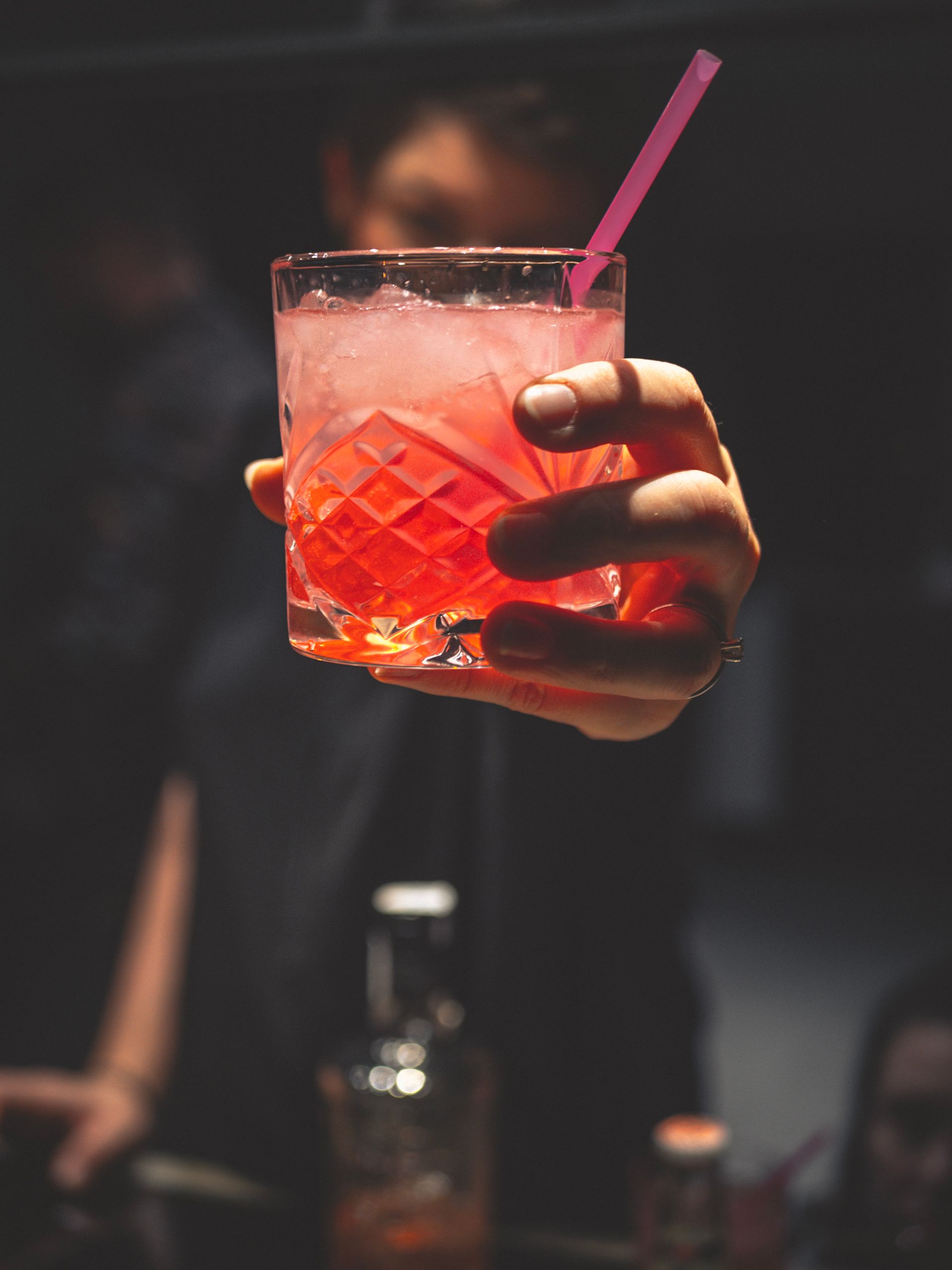 Soft pink lychee Pink Lady signature cocktail at a South Florida event